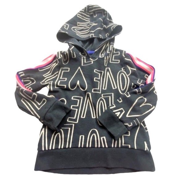 Cat & Jack Girls 'Love' Pullover Hoodie/Sweatshirt-Sleeve Detail-Gray-Size 4/5 - Picture 1 of 4